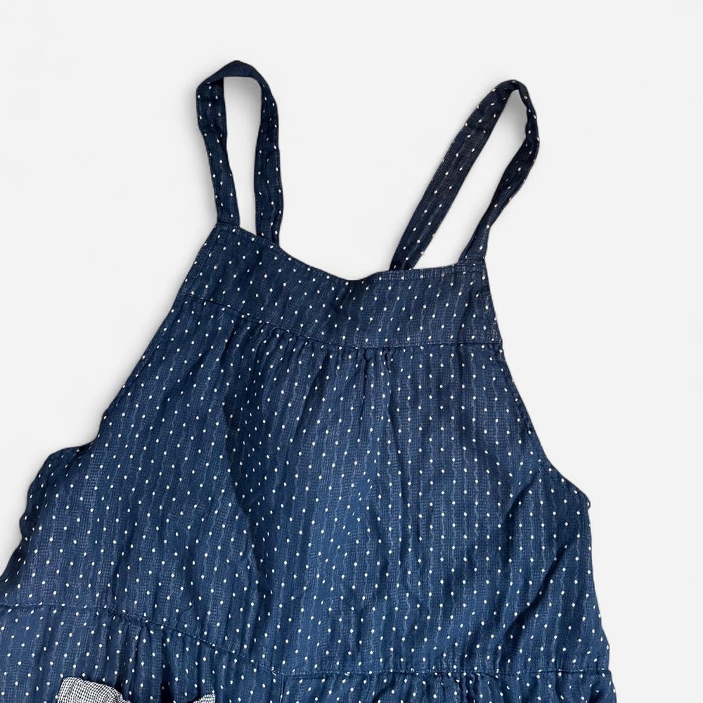 NWOT Natural Life Women Cotton Tie Overalls Navy Polka Dots Wide Leg Jumpsuit L - Picture 6 of 10